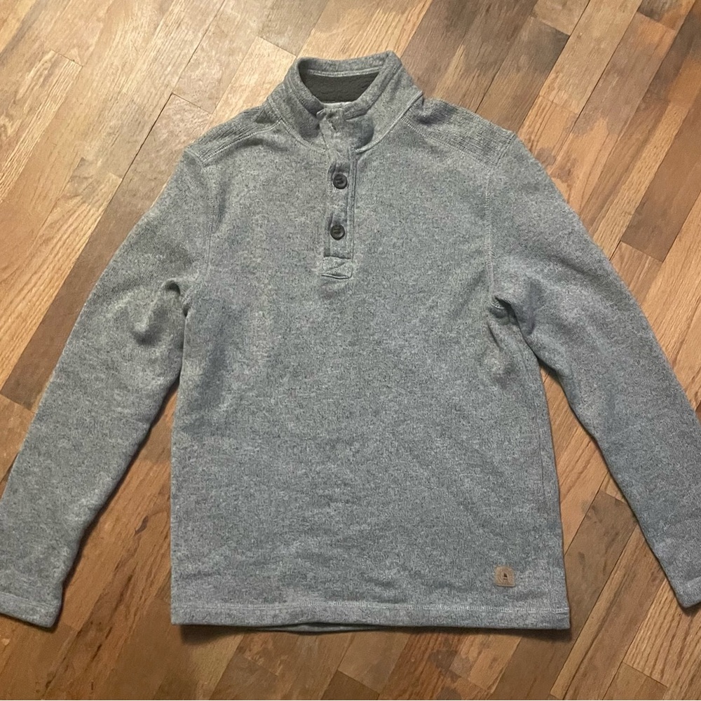 G.H. Bass & Co. Men’s Gray 1/4 Button Mock Neck Pullover Sweater Sz small